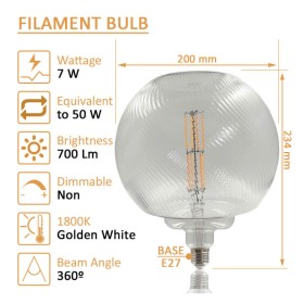 LED-Filamentlampe -GLOBE- Dekorativ 7W E27 - Bernstein