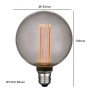 LED-Lampe - Modernes Rauchglas - 4W - E27 - G125 - Dimmbar