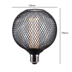 LED-Lampe - Modernes schwarzes Metall - 4W - E27 - G125 - Dimmbar