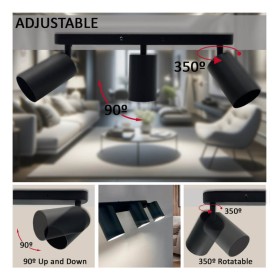 Deckenleuchte Verstellbar - AMSTERDAM SCHWARZ - Aluminium - für 3 GU10-Lampen