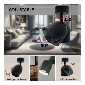 Deckenstrahler Schwenkbar - LEIDEN SCHWARZ - für 1 GU10-Lampe