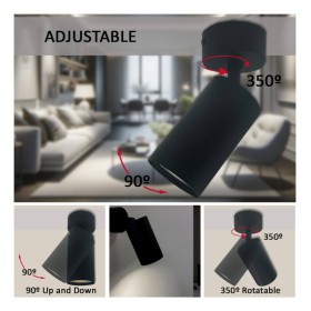 Orientierbare Deckenleuchte - HOORN SCHWARZ - für eine GU10-Lampe