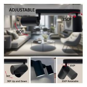 Orientierbare Deckenleuchte - ROTERDAM SCHWARZ - Aluminium - für zwei GU10-Lampen