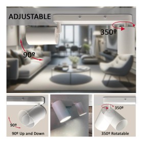 Orientierbare Deckenleuchte - ROTERDAM WEISS - Aluminium - für zwei GU10-Lampen