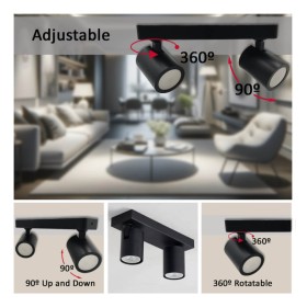 Schwarze Deckenleuchte für 2x GU10