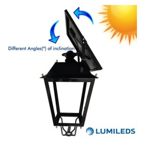 Lampadaire solaire LED Villa 300W CHIP LUMILEDS - Acier - CCT - Capteur de crépuscule + Détecteur de mouvement RADAR - 4000Lm