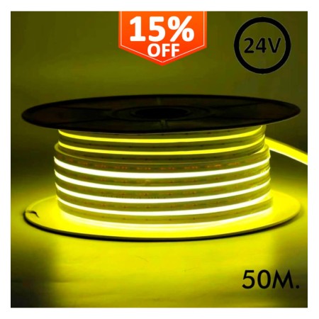 Flexibler LED-Neon 24V - 13W/m - Rolle 50m - 6x12mm - Gelb