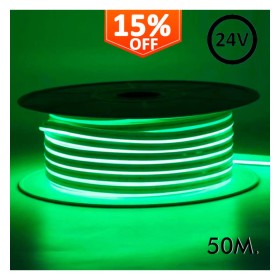 Flexibles LED-Neon 24V - 13W/m - Rolle 50m - 6x12mm - Grün