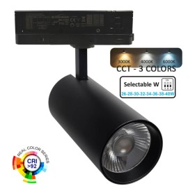 LED-Schienenstrahler 40W - 26W NEW MAYA Schwarz Dreiphasenschienen - CCT - CRI+92 - UGR13 - HOHE LUMEN