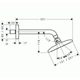 Doccetta hansgrohe Raindance E 240 1jet EcoSmart con braccio doccia