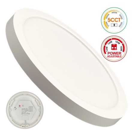 Deckenleuchte + LED-Downlight - Rund - BONN Weiss - Einstellbare Leistung 18W-16W-14W-12W- 5CCT - SMD2835 140Lm/W - IP44