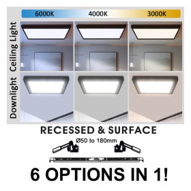 Plafonnier + LED Plafonnier - Carré - MOSS NOIR LUMILEDS - 18W AJUSTABLE - Couleur CCT sélectionnable