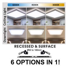 Downlight + LED-Plafonnier - Carré - MOSS blanc LUMILEDS - 18W RÉGLABLE - Couleur CCT sélectionnable