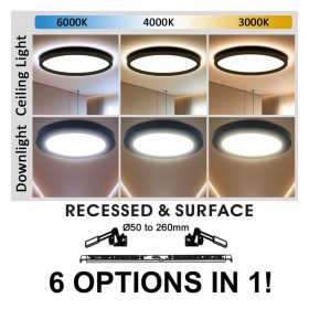 Downlight + LED-Deckenleuchte - Rund - MOSS SCHWWARZ LUMILEDS - 24W EINSTELLBAR - Wählbare CCT-Farbe