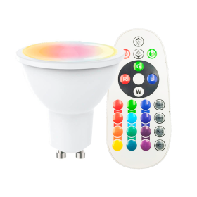 LED-Strahler RGB + 3000K - 8W 110º GU10 mit Fernbedienung