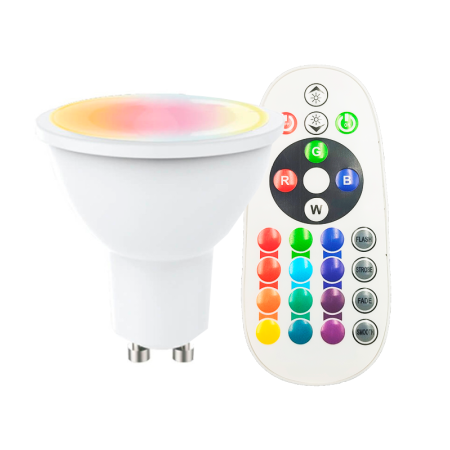LED-Strahler RGB + 3000K - 8W 110º GU10 mit Fernbedienung