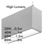 Linearlampe Pendelleuchte LED - MÜNCHEN SILBER - 0,5 m - 1m - 1,5m - 2m - IP54 - Dimmbar