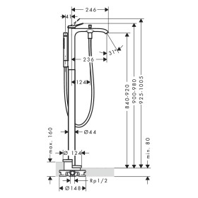 hansgrohe Vivenis Einhebel-Wannenarmatur bodenstehend