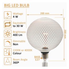 LED-Lampe - Modernes Metall - 4W E27 - Weiss - BIG Ø200mm