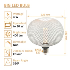 LED-Lampe - Modernes Metall - 4W E27 - Weiss - BIG Ø220mm