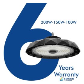 Projecteur industriel LED UFO BELGIQUE 200W-150W-100W SOSEN Driver - Dimmable 1-10V - 170lm/w - IP65