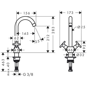 hansgrohe Logis M32 2-levier mitigeur de cuisine 220, 1jet