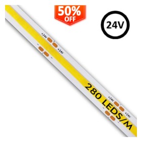LED COB Streifen 24V | 280 LED/m | 5m | FLIP CHIP | 1200Lm |12W/M | CRI90 | IP20