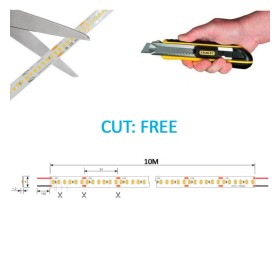 Tira LED 24V | 280xLED/m | 10m | 12W/M | SMD2025 | FREE CUT | 1440Lm/M | IP20