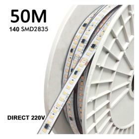 LED-Streifen 220V | 20W/M | 140xLED/m | 50m | SMD2835 | 2660Lm/M | IP67 | Schneiden alle 10cm