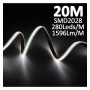 LED-Streifen 220V | 280xLED/m | 20m | SMD2025 | 1596Lm/M | 14W/M | IP67 | 10mm | Schnitt alle 5cm