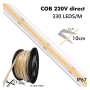 LED-Streifen COB 220V 10W/M | 330 LED/m | 1540Lm/M | FLIP-CHIP | 50m | IP65 | Schnitt alle 10 cm
