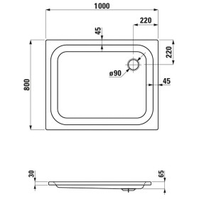 LAUFEN Platina Duschwanne 100 x 80 cm ohne Antislip