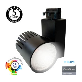 LED Strahler 40W UPPSALA Schwarz BRIDGELUX Chip 1-Phasen Schienensystem CRI+98