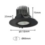 LED Downlight 15W - Schwenkbar - SCHWARZ RUND - CRI+92 - UGR13