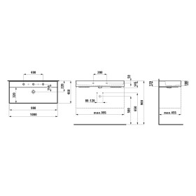 Vasque LAUFEN Kartell 100 x 46 cm, 1 trou de robinet, sans trop-plein