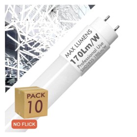 PACK 10stk. LED Röhre Glas - 20W PRO - 120cm T8 - 170 Lm/W - PRO MAX LUMENS - 3400Lm - NO FLICK