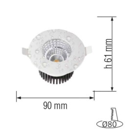 LED Einbaustrahler GABRIEL 6W IP65 Wasserdicht Weiß 4200K
