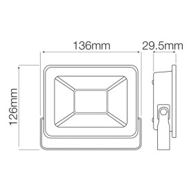 Projecteur extérieur LED LEON-30 30W Noir 6400K IP65
