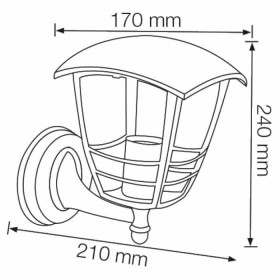 Garten Wandleuchte NAR-1 E27 60W Schwarz