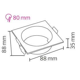 Downlight-Armatur für Modul-9 und Modul-G, RECESSED-SQ1 GU10 Max. 10W Quadratisch Schwarz