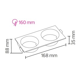 Downlight-Armatur für Modul-9 und Modul-G, RECESSED-SQ2 GU10 Max. 10W Quadratisch Schwarz