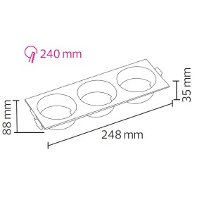 Downlight-Armatur für Modul-9 und Modul-G, RECESSED-SQ3 GU10 Max. 10W Quadratisch Schwarz