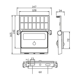 LED Faltbarer Solarprojektor mit PIR-Sensor SPIDER-16 16W 6400K