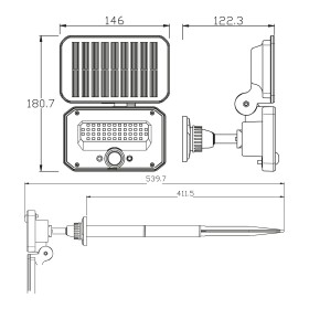 LED Faltbarer Solarprojektor mit PIR-Sensor SPARROW-16 16W 6400K