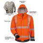 Elysee KALEB Winter Warnschutz-jacke 2in1 Warnrot