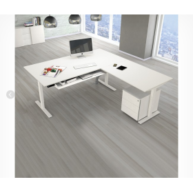 SET : Steh-Sitz Eck-Schreibtisch ERGO + ERGO Bürostuhl