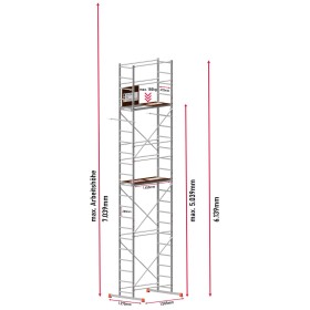 Échafaudage articulé en aluminium (pliable) 5 et 7 mètres