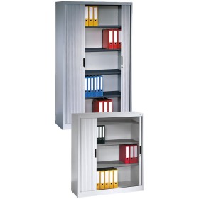 Armoire à rideaux en acier avec 3 ou 5 étagères, serrure à cylindre, gris clair ROLLADEN -STAHLSCHRANK