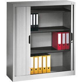 Armoire à rideaux en acier avec 3 ou 5 étagères, serrure à cylindre, gris clair