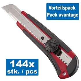 Vorteilspack 144x stück CUTTER, mit feststellbarer Klinge, 18mm
